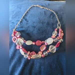 Elegant Pink and Clear Beaded Necklace